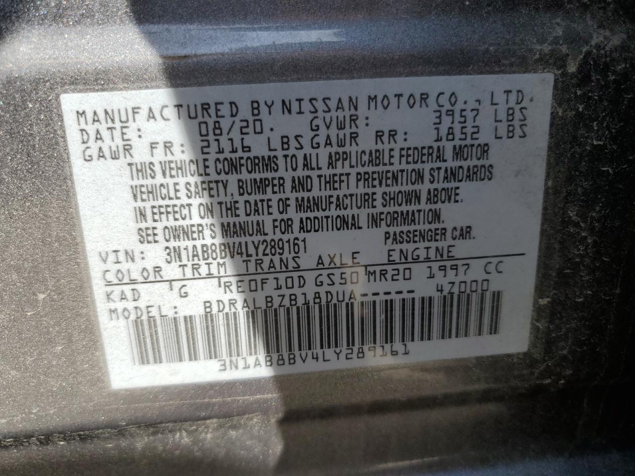 Photo 11 VIN: 3N1AB8BV4LY289161 - NISSAN SENTRA 