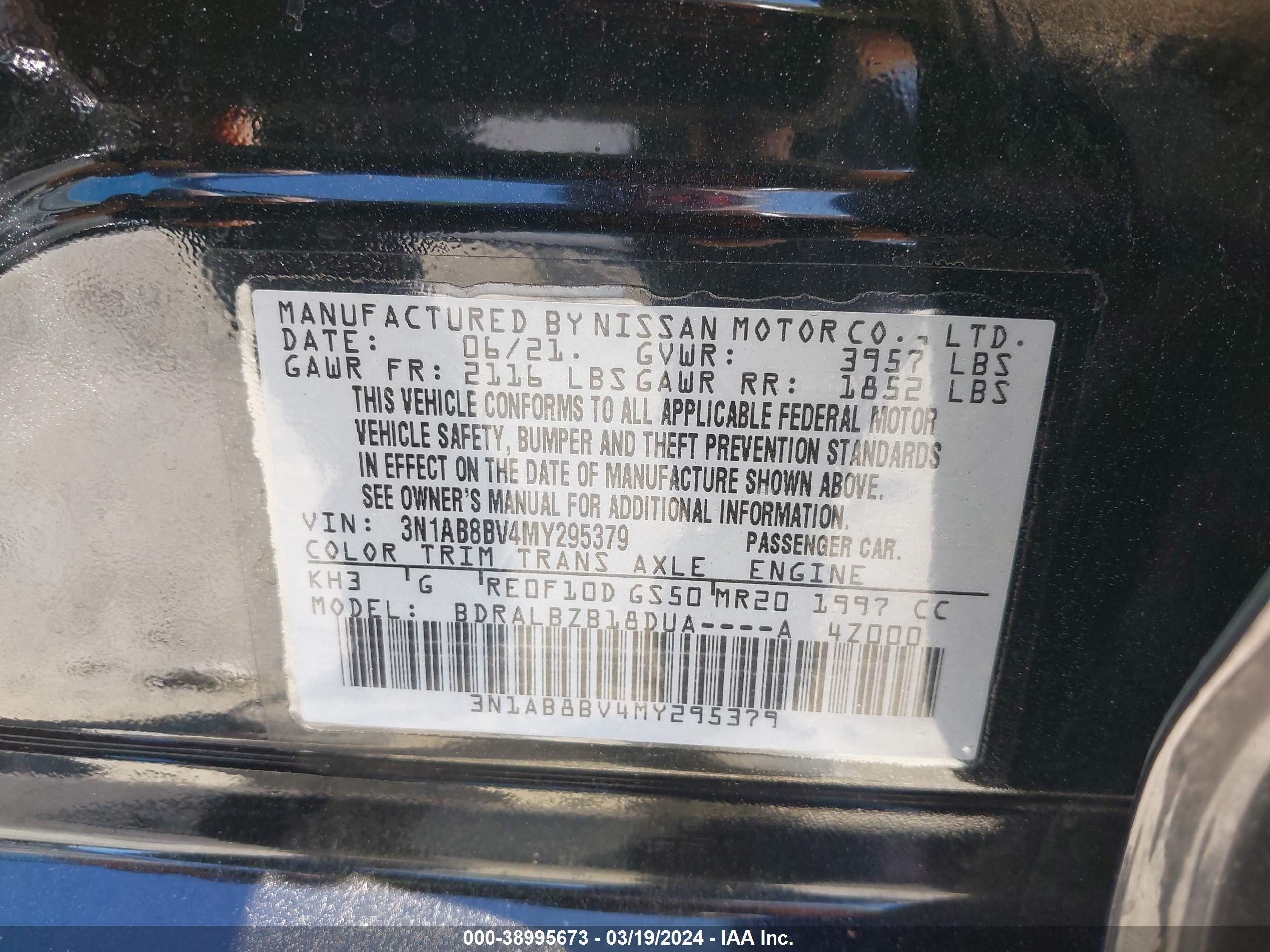 Photo 8 VIN: 3N1AB8BV4MY295379 - NISSAN SENTRA 