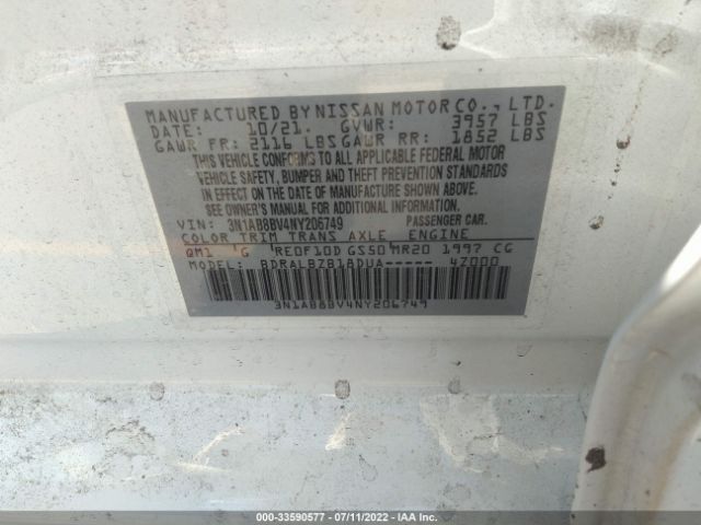 Photo 8 VIN: 3N1AB8BV4NY206749 - NISSAN SENTRA 