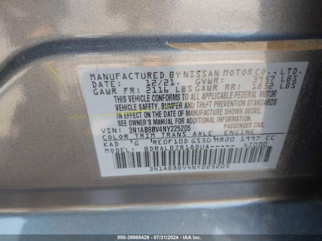 Photo 8 VIN: 3N1AB8BV4NY225205 - NISSAN SENTRA 