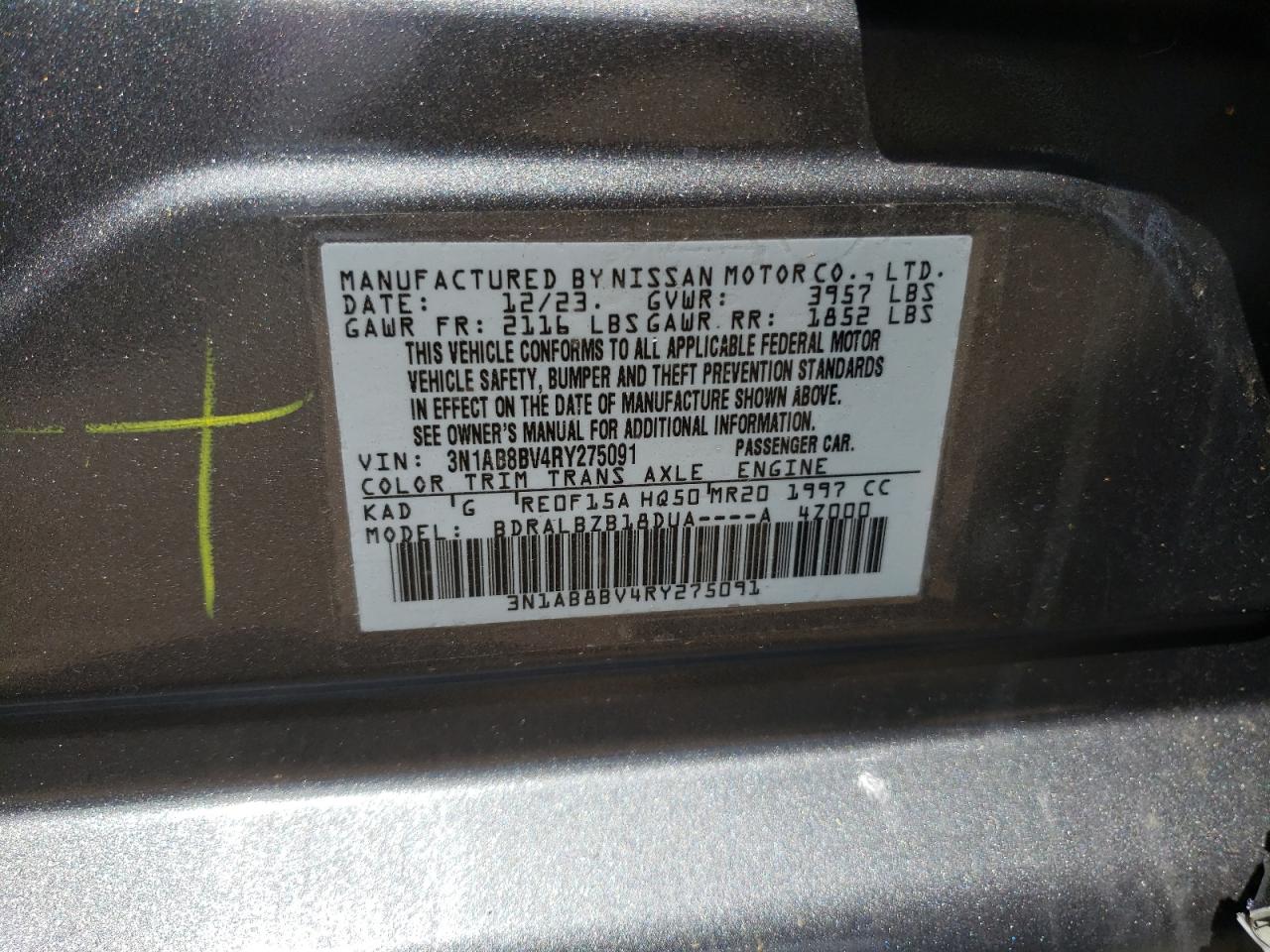 Photo 11 VIN: 3N1AB8BV4RY275091 - NISSAN SENTRA 