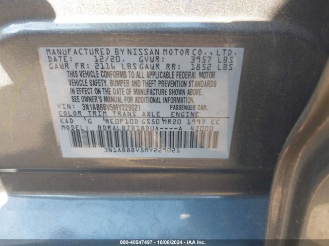 Photo 8 VIN: 3N1AB8BV5MY229021 - NISSAN SENTRA 