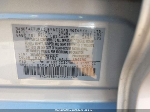 Photo 8 VIN: 3N1AB8BV5MY233747 - NISSAN SENTRA 