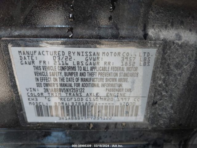 Photo 8 VIN: 3N1AB8BV5NY259122 - NISSAN SENTRA 