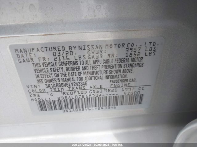 Photo 8 VIN: 3N1AB8BV6LY243346 - NISSAN SENTRA 