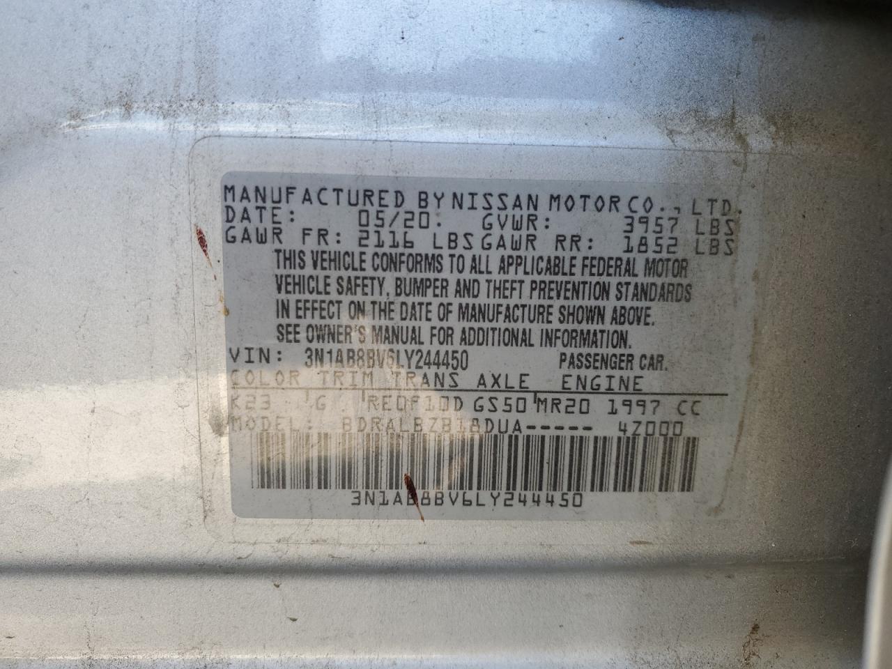 Photo 12 VIN: 3N1AB8BV6LY244450 - NISSAN SENTRA 