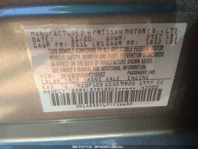 Photo 8 VIN: 3N1AB8BV6MY216682 - NISSAN SENTRA 