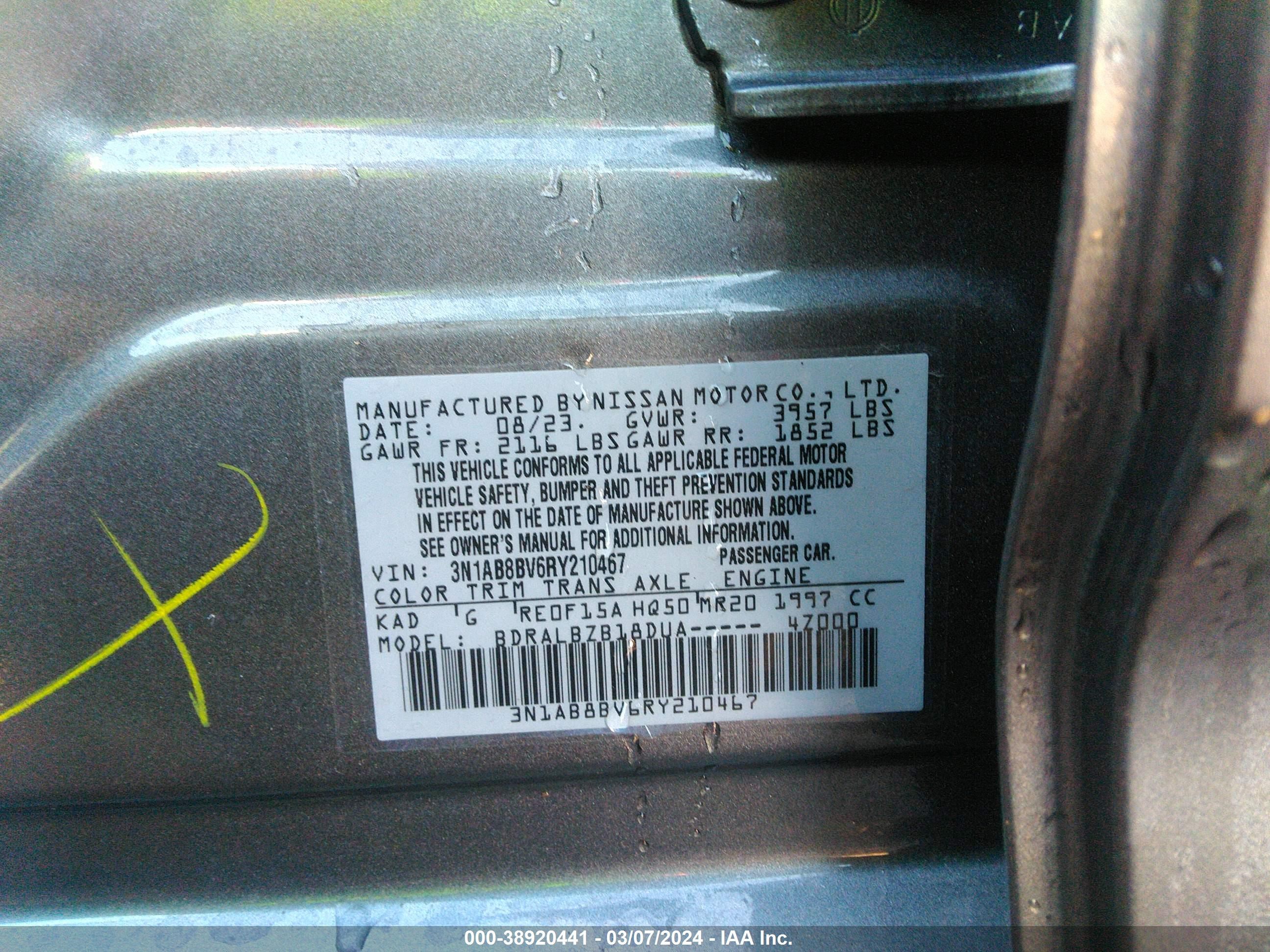 Photo 8 VIN: 3N1AB8BV6RY210467 - NISSAN SENTRA 