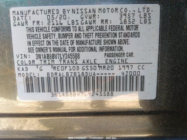 Photo 8 VIN: 3N1AB8BV7LY245588 - NISSAN SENTRA 