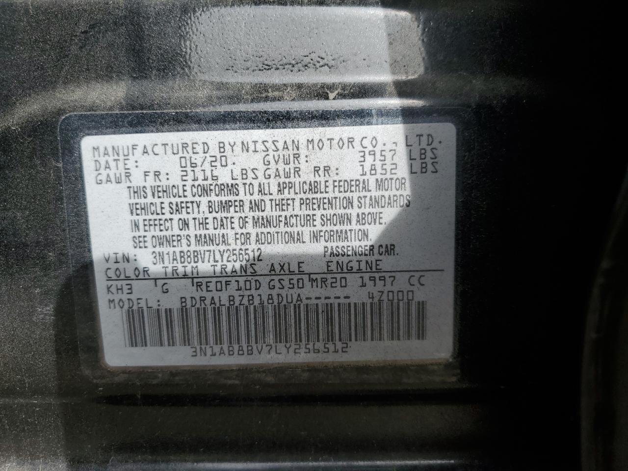 Photo 11 VIN: 3N1AB8BV7LY256512 - NISSAN SENTRA 