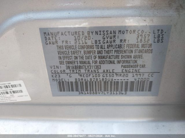 Photo 8 VIN: 3N1AB8BV7LY311363 - NISSAN SENTRA 