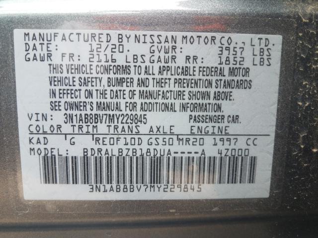 Photo 9 VIN: 3N1AB8BV7MY229845 - NISSAN SENTRA S 