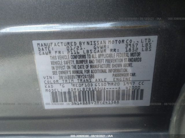 Photo 8 VIN: 3N1AB8BV7MY241588 - NISSAN SENTRA 