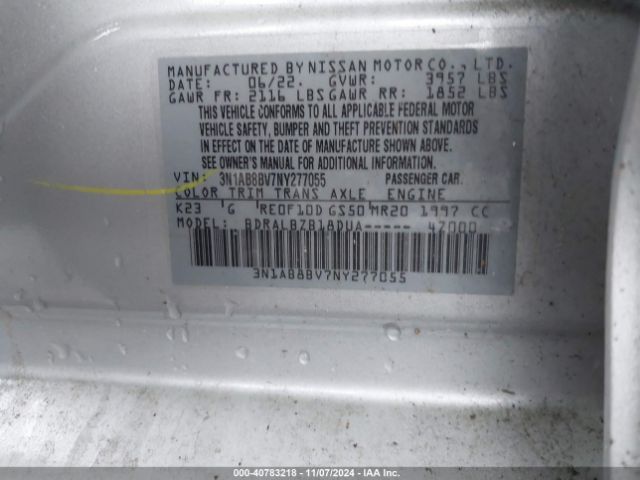 Photo 8 VIN: 3N1AB8BV7NY277055 - NISSAN SENTRA 