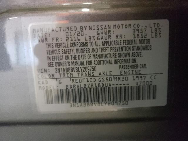 Photo 9 VIN: 3N1AB8BV8LY209750 - NISSAN SENTRA S 