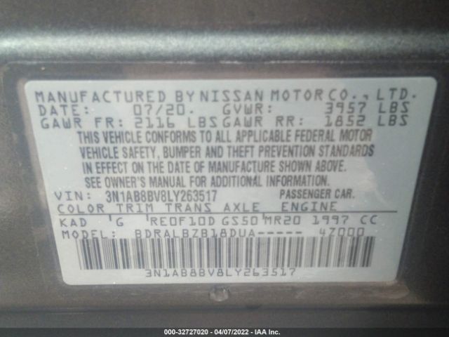 Photo 8 VIN: 3N1AB8BV8LY263517 - NISSAN SENTRA 