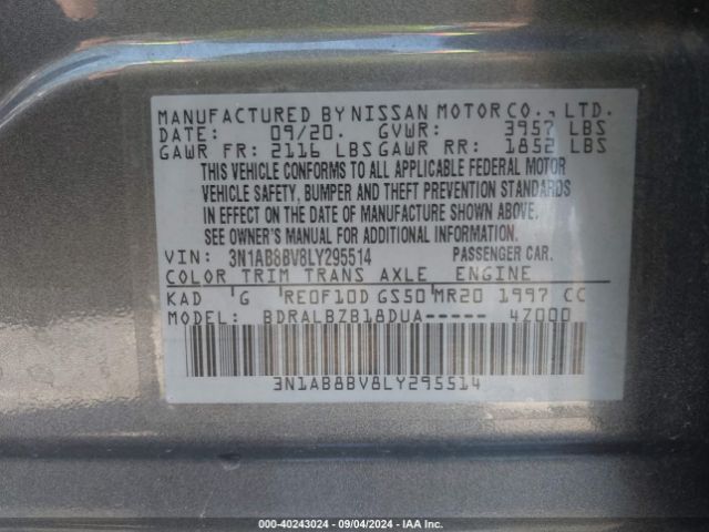 Photo 8 VIN: 3N1AB8BV8LY295514 - NISSAN SENTRA 