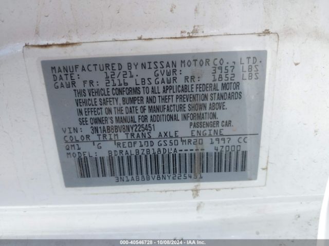 Photo 8 VIN: 3N1AB8BV8NY225451 - NISSAN SENTRA 