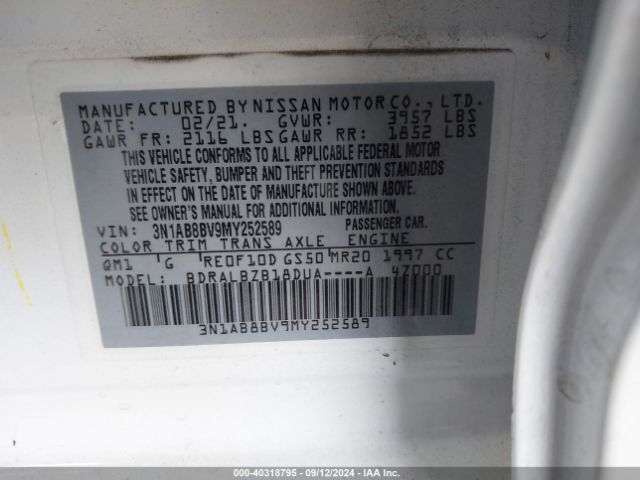 Photo 8 VIN: 3N1AB8BV9MY252589 - NISSAN SENTRA 