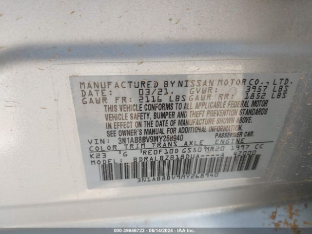 Photo 8 VIN: 3N1AB8BV9MY268940 - NISSAN SENTRA 