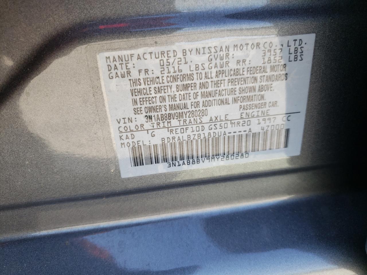 Photo 11 VIN: 3N1AB8BV9MY280280 - NISSAN SENTRA 