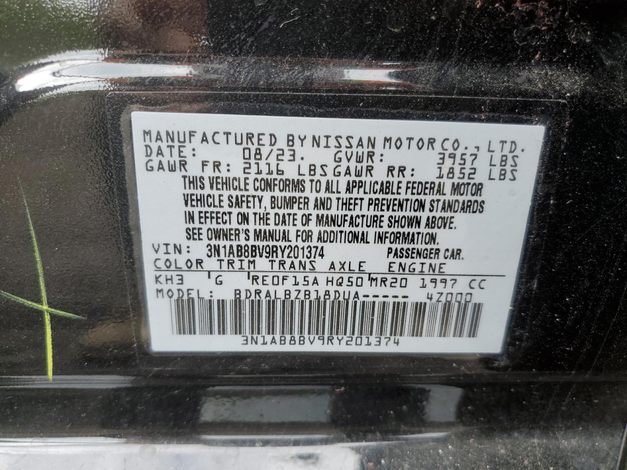 Photo 12 VIN: 3N1AB8BV9RY201374 - NISSAN SENTRA 