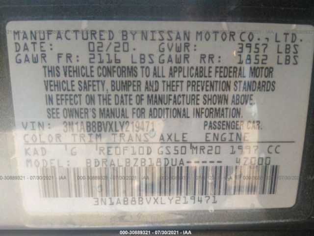 Photo 8 VIN: 3N1AB8BVXLY219471 - NISSAN SENTRA 