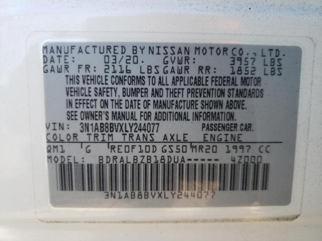 Photo 9 VIN: 3N1AB8BVXLY244077 - NISSAN SENTRA S 