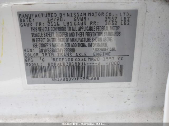 Photo 8 VIN: 3N1AB8BVXMY226888 - NISSAN SENTRA 