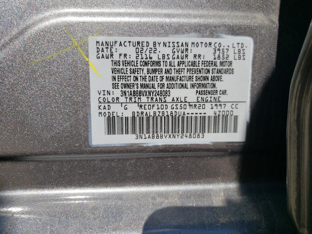 Photo 11 VIN: 3N1AB8BVXNY248083 - NISSAN SENTRA 