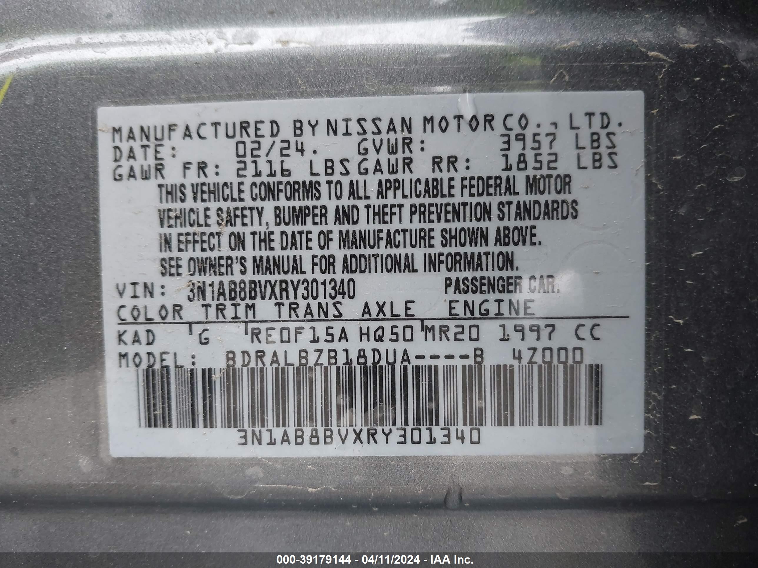 Photo 4 VIN: 3N1AB8BVXRY301340 - NISSAN SENTRA 