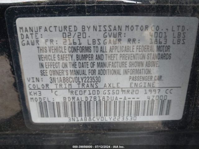 Photo 8 VIN: 3N1AB8CV0LY223530 - NISSAN SENTRA 