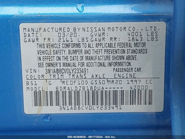 Photo 8 VIN: 3N1AB8CV0LY233491 - NISSAN SENTRA 