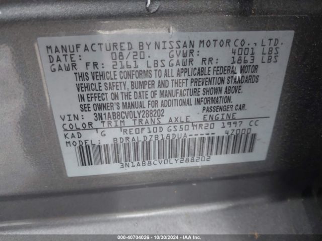 Photo 8 VIN: 3N1AB8CV0LY288202 - NISSAN SENTRA 