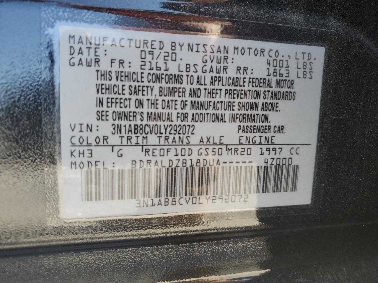 Photo 11 VIN: 3N1AB8CV0LY292072 - NISSAN SENTRA 