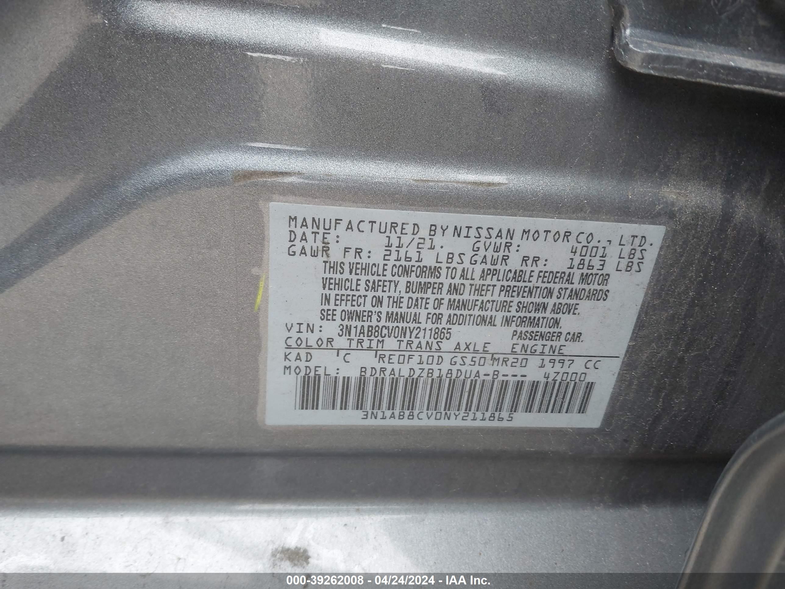 Photo 8 VIN: 3N1AB8CV0NY211865 - NISSAN SENTRA 