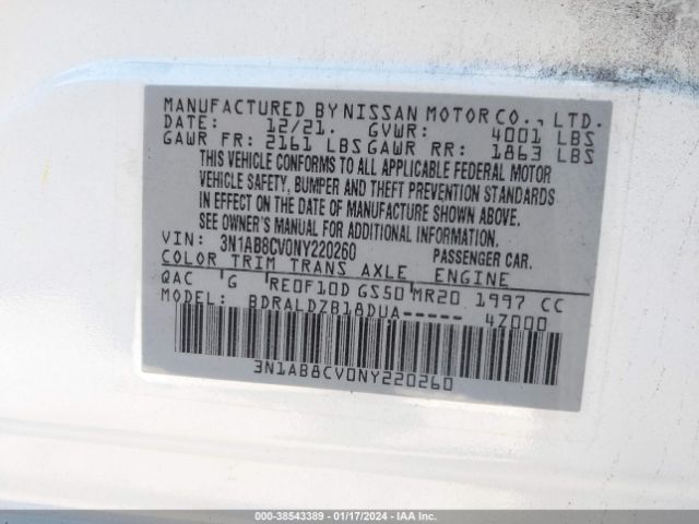 Photo 8 VIN: 3N1AB8CV0NY220260 - NISSAN SENTRA 