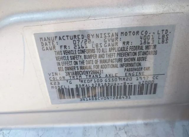 Photo 8 VIN: 3N1AB8CV0NY288431 - NISSAN SENTRA 