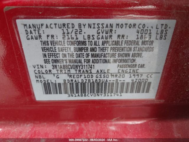 Photo 8 VIN: 3N1AB8CV0NY311741 - NISSAN SENTRA 