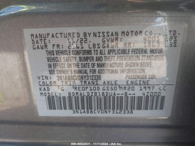 Photo 8 VIN: 3N1AB8CV0NY312338 - NISSAN SENTRA 