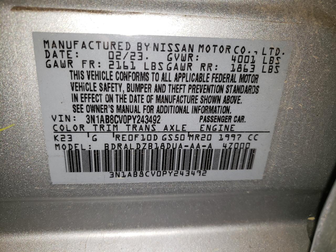 Photo 11 VIN: 3N1AB8CV0PY243492 - NISSAN SENTRA 