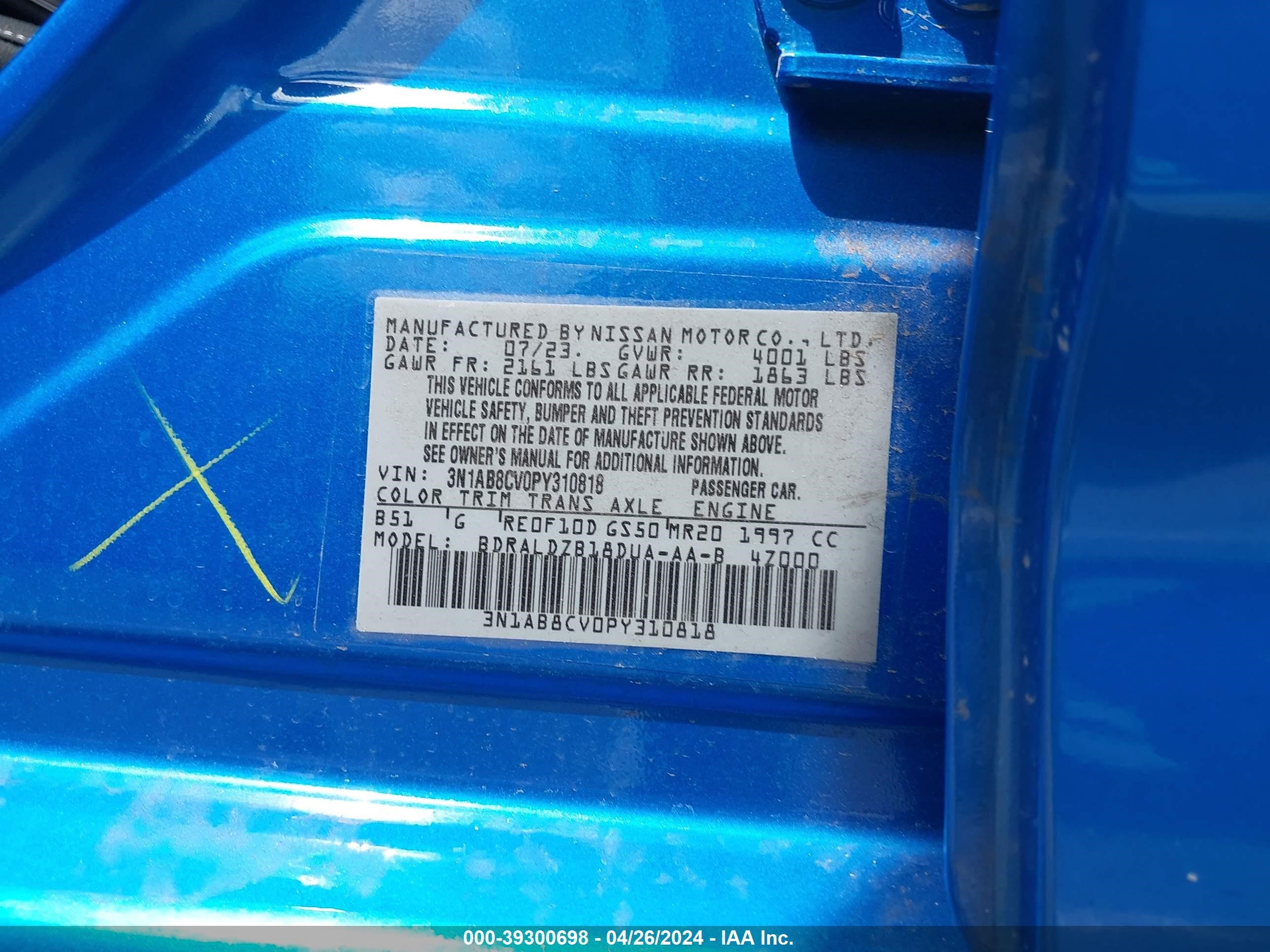 Photo 8 VIN: 3N1AB8CV0PY310818 - NISSAN SENTRA 