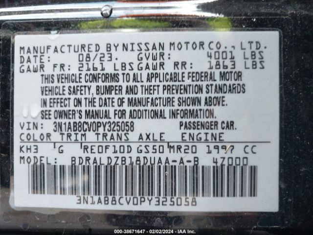 Photo 8 VIN: 3N1AB8CV0PY325058 - NISSAN SENTRA 