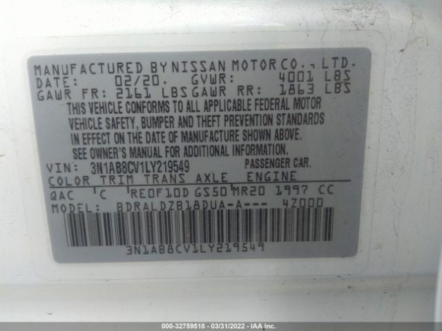 Photo 8 VIN: 3N1AB8CV1LY219549 - NISSAN SENTRA 