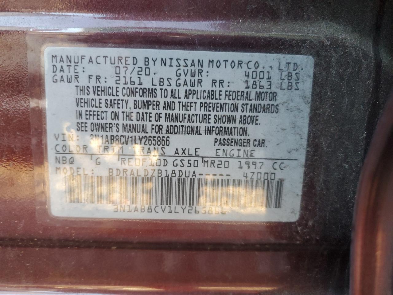 Photo 11 VIN: 3N1AB8CV1LY265866 - NISSAN SENTRA 