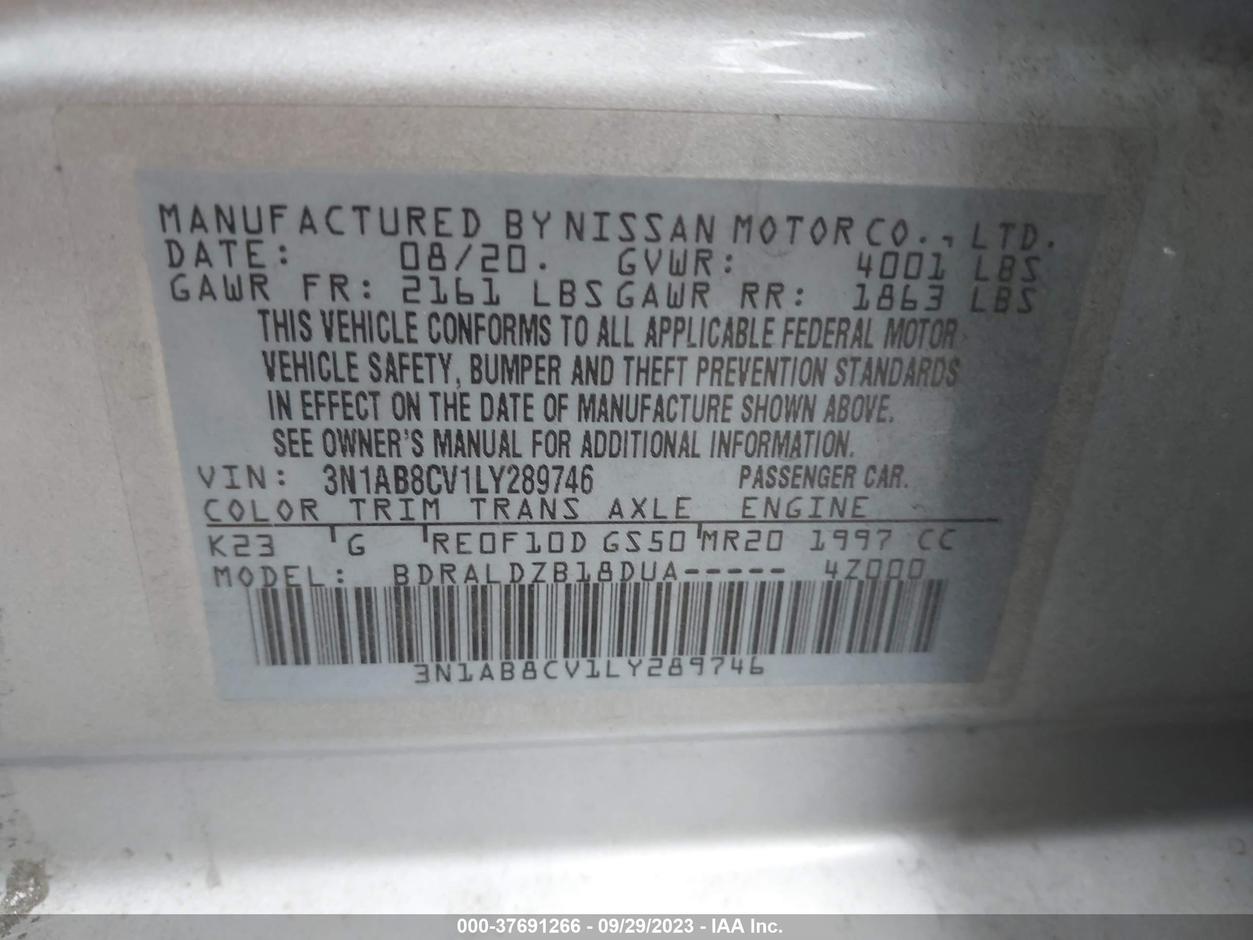 Photo 8 VIN: 3N1AB8CV1LY289746 - NISSAN SENTRA 