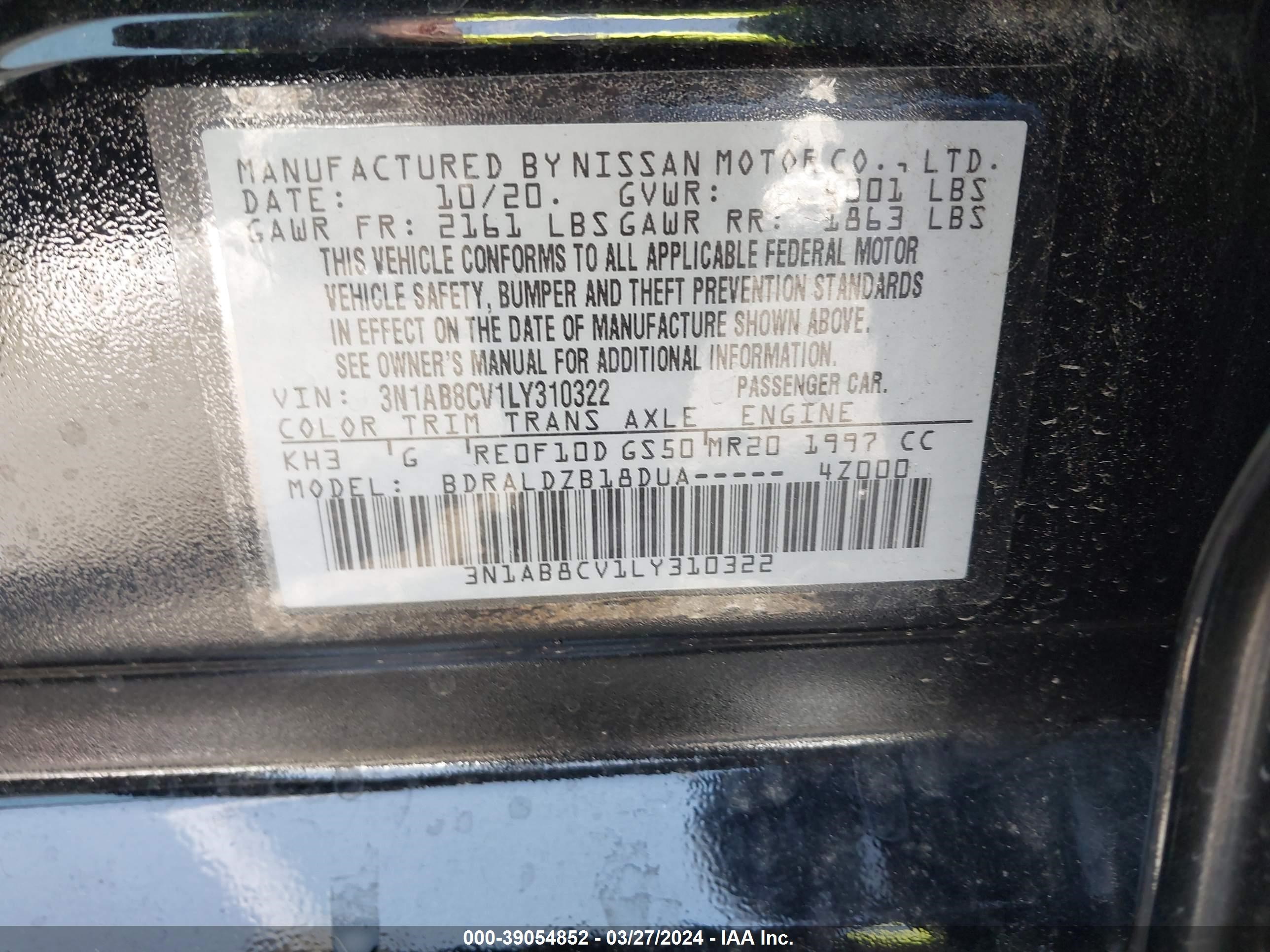 Photo 8 VIN: 3N1AB8CV1LY310322 - NISSAN SENTRA 