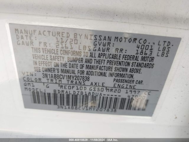 Photo 8 VIN: 3N1AB8CV1MY207838 - NISSAN SENTRA 