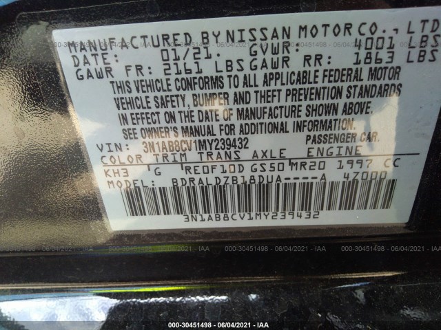 Photo 8 VIN: 3N1AB8CV1MY239432 - NISSAN SENTRA 