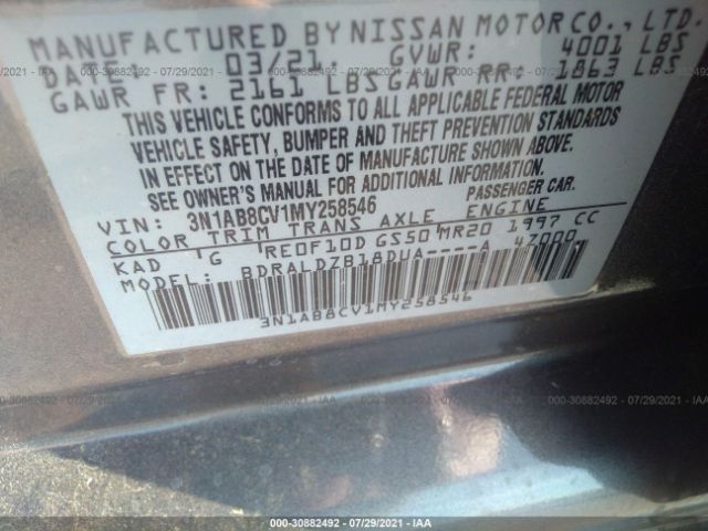 Photo 8 VIN: 3N1AB8CV1MY258546 - NISSAN SENTRA 